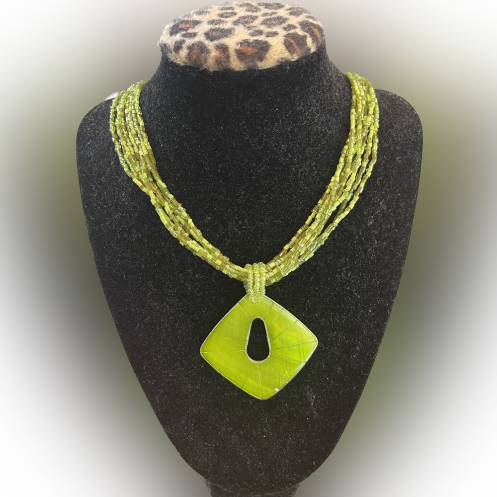 Beautiful lime green beaded necklace